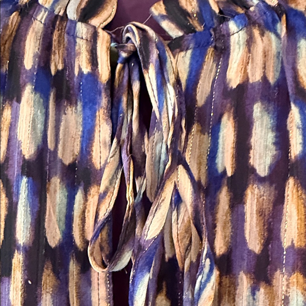 Lost + Wander Multicolor Brushstroke Ruffle Tie-N… - image 3